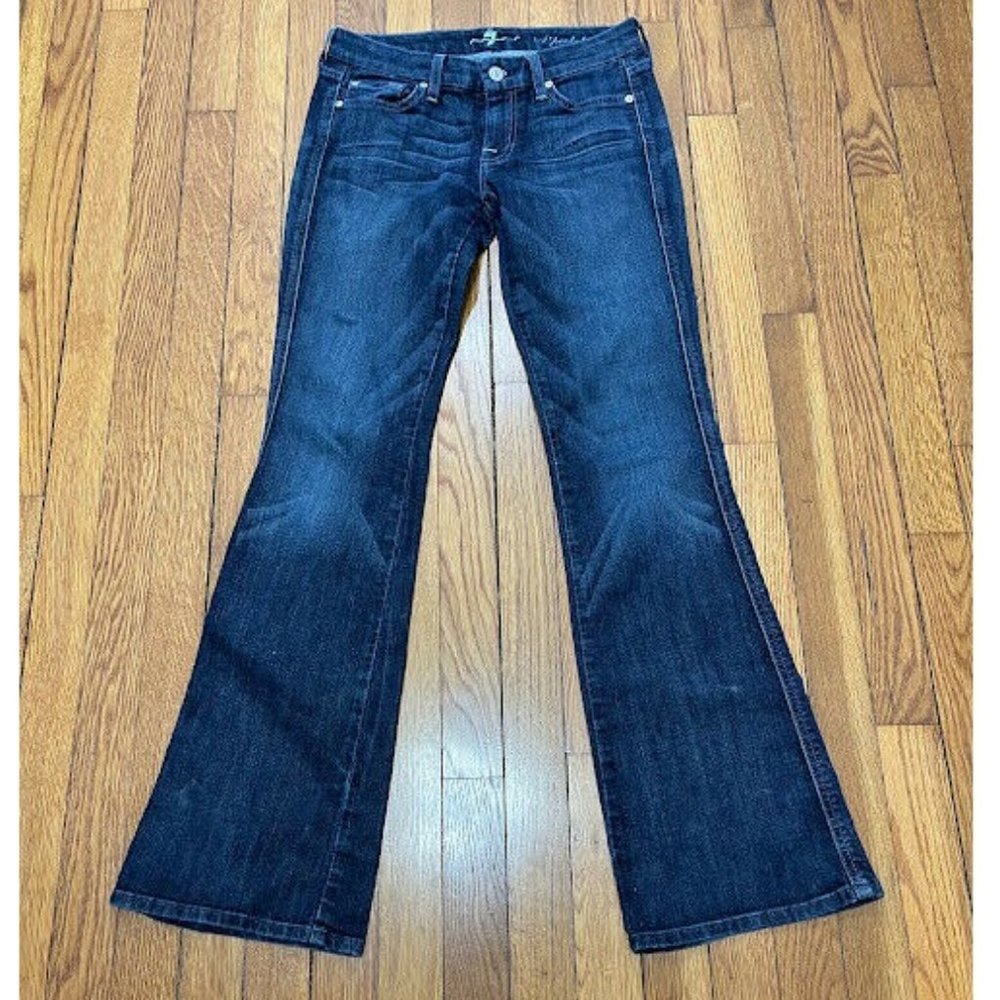 7 For All Mankind A Pocket Jeans Flare Womens 25 Blue Dark Wash Stretch Denim